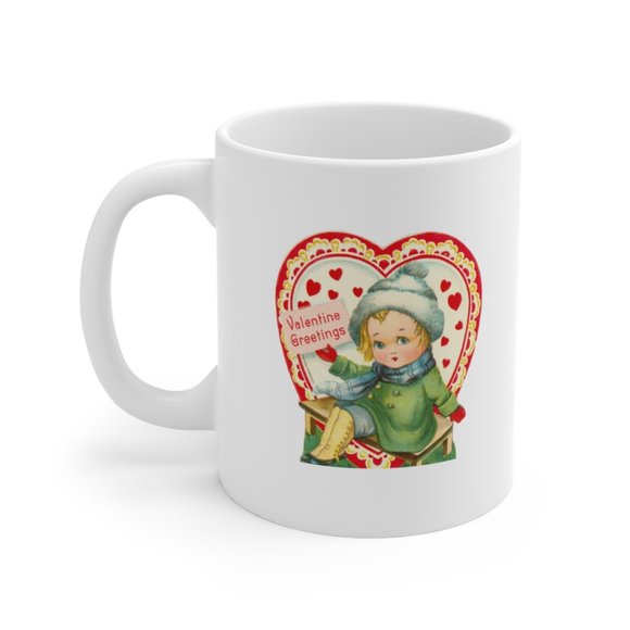 Retro Valentine Dolls Mug, Vintage Ephemera - Picture 2 of 4